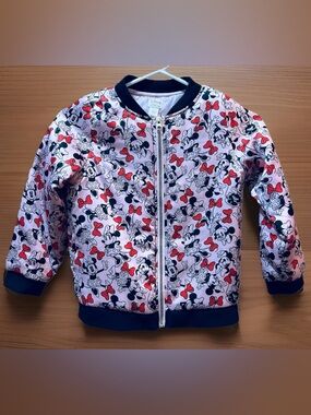Disney Tutu Couture Collection silky Minnie Mouse pink zip bomber jacket 7/8